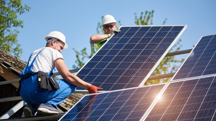 solar panels being installed